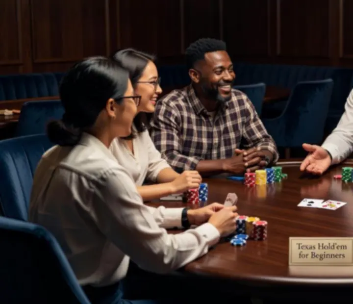 Beginner-friendly poker table with neatly stacked chips and welcoming seating