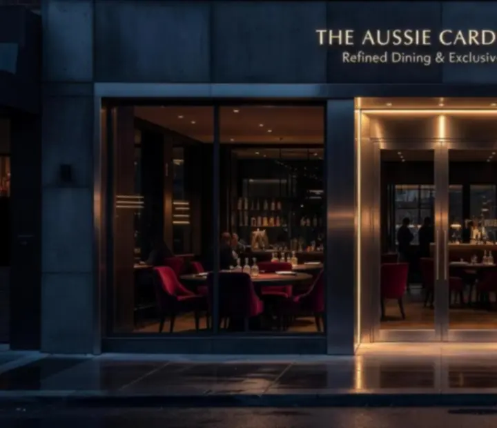 Exterior of an Australian restaurant and offline poker venue glowing at night