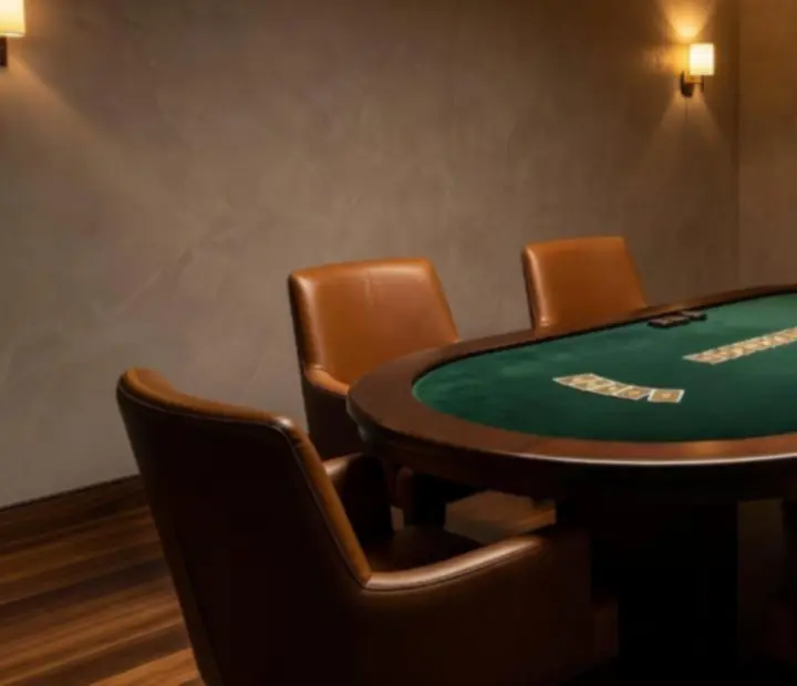 Private poker table setup in an intimate card room